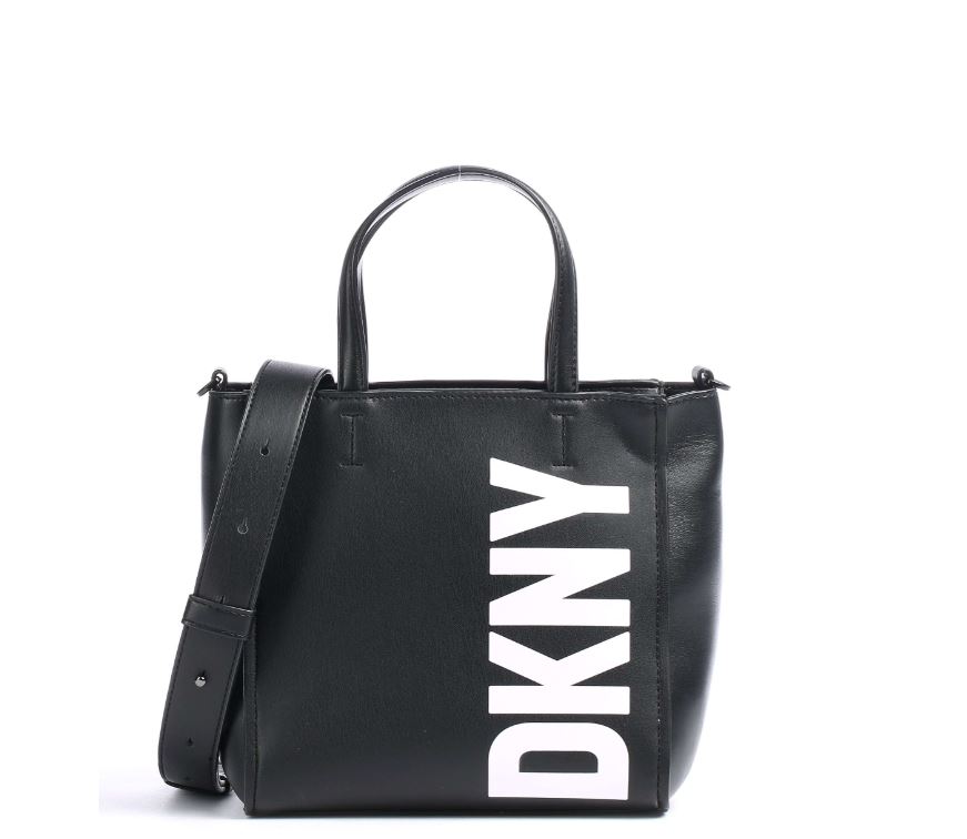 Bolso DKNY tote mini con letras blancas negro